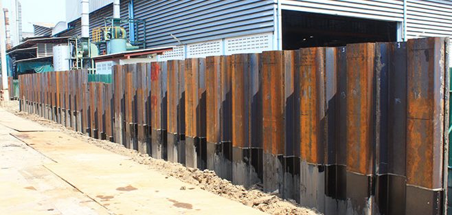 SHEET-PILE USE AS PREVENTION WALL AGAINST SOIL ESCALATION IN TERMINAL CONSTRUCTION COASTAL WORK AND DAM.